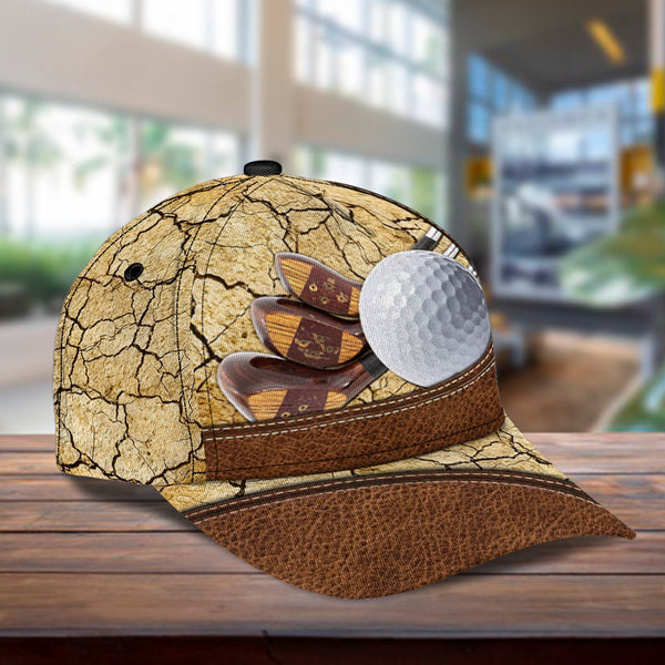 Maxcorners Golf Brown Leather Customized Name All Over Printed Cap