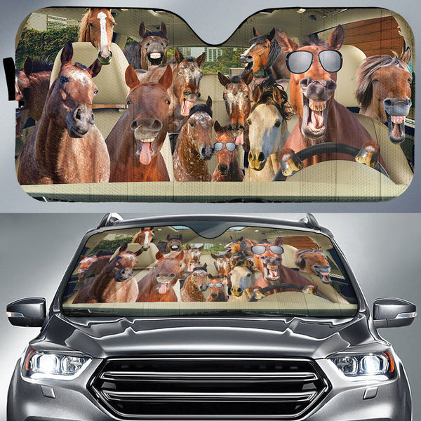 Maxcorners Driving HORSES MIXED BREEDS All Over Printed 3D Sun Shade
