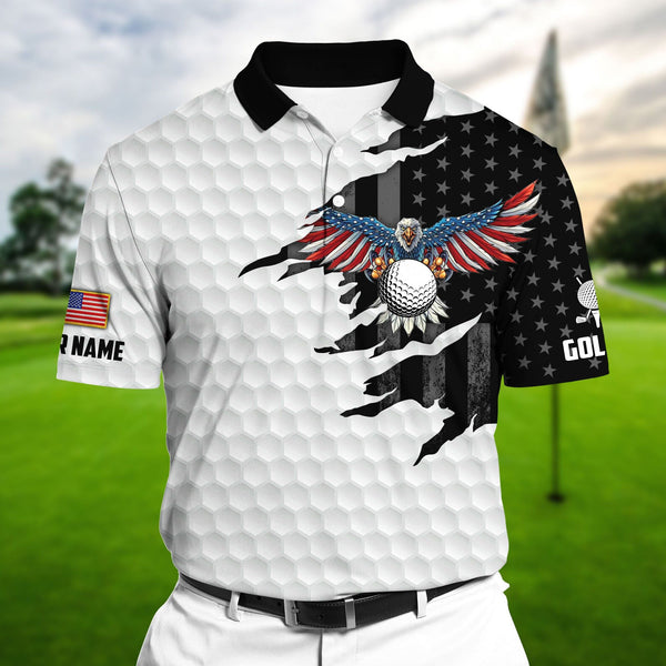 Max Corners White Pride Premium Cool Eagle Golf Lover Polo Shirts Multicolor Custom Name Polo