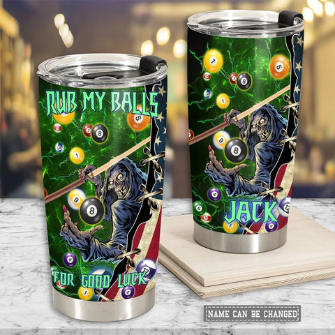 Maxcorners Billiards Rub My Balls For Good Luck Personalized Name Tumbler