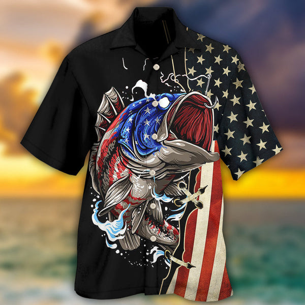 Maxcorners Fishing Patriot Day Hawaiian Shirt