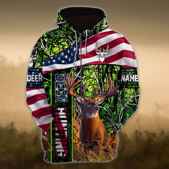 Maxcorners Personalized Eternity A Friend From The Past New Flag Deer Hunting Zipper Hoodies