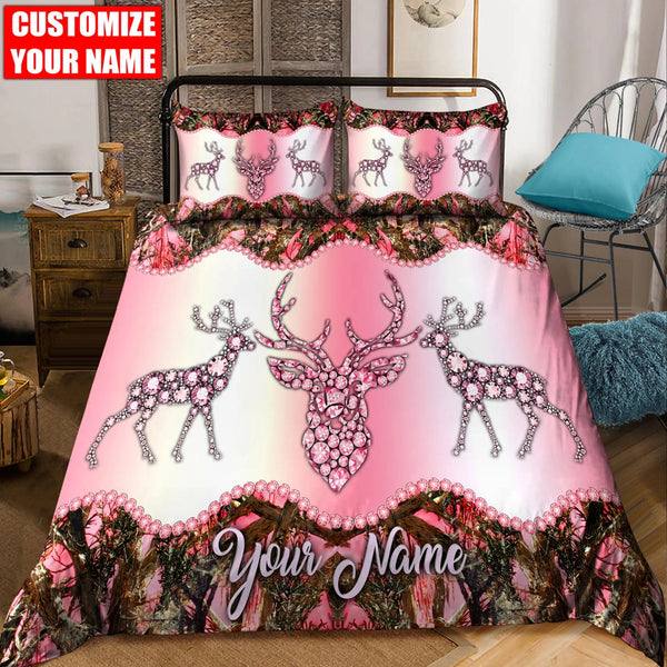 Maxcorners Personalized Deer Hunting Pink Blanket