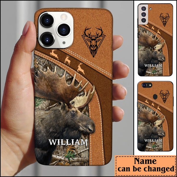 Maxcorners Leather Pattern Personalized Moose deer Phone Case - Iphone