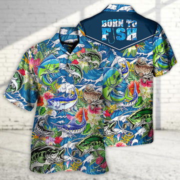 Maxcorners Fishing Hunting Born To Fish 2 Tropical Vibe Hawaiian Shirt