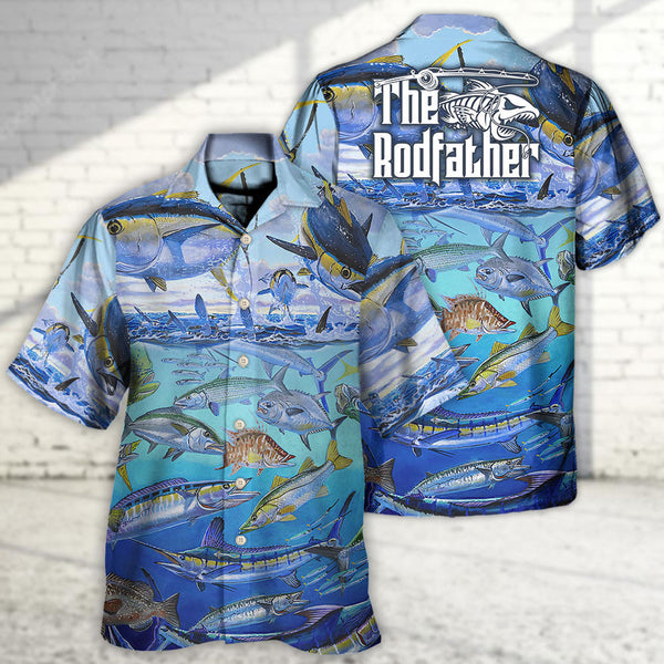 Maxcorners Fishing Undersea The Rodfather Tuna Fish Hawaiian Shirt