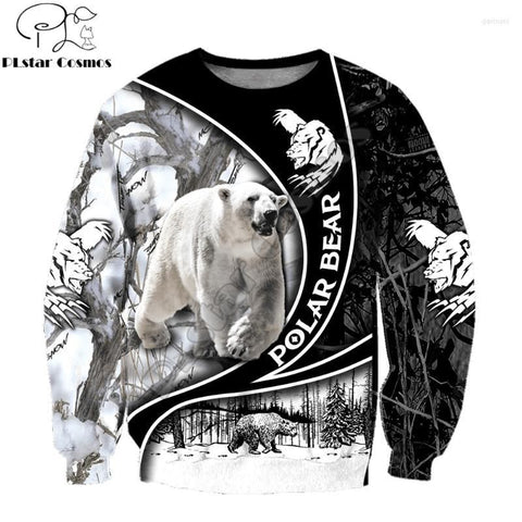 Maxcorners Men's Hoodies Polar Bear Hunting 3D All Over Printed Mens Autumn Shirt