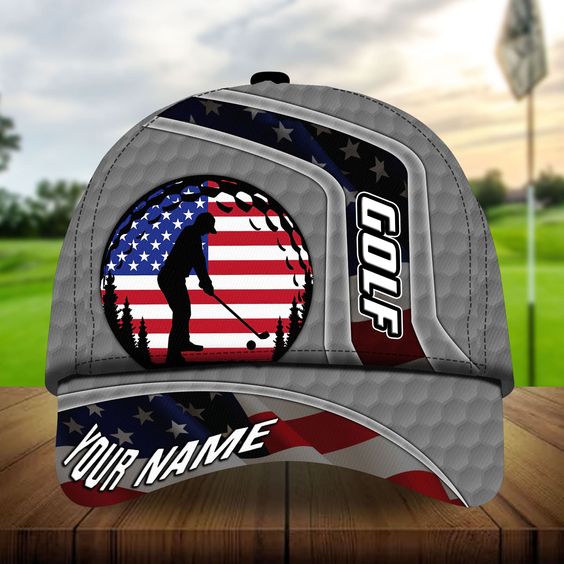 Maxcorners Golf Premium Unique American Golfer Personalized Name All Over Printed Cap