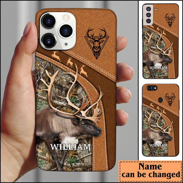 Maxcorners Leather Pattern Personalized Phone Case Reindeer - Iphone