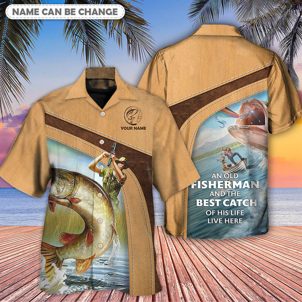 Maxcorners Fishing An Old Fisherman And The Best Catch Personalized Hawaiian Shirt