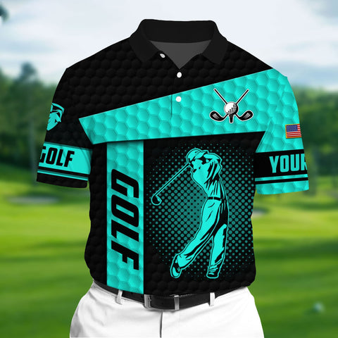 Max Corners Light Blue Pride Premium Unique Golf Polo 3D For Lovers Multicolor Custom Name Polo