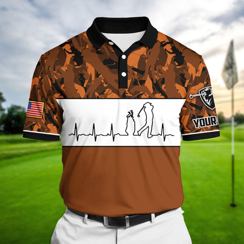 Max Corners Orange Pride Premium Unique Golf Heart Beat Golf Polo Shirts Multicolored Custom Name Polo