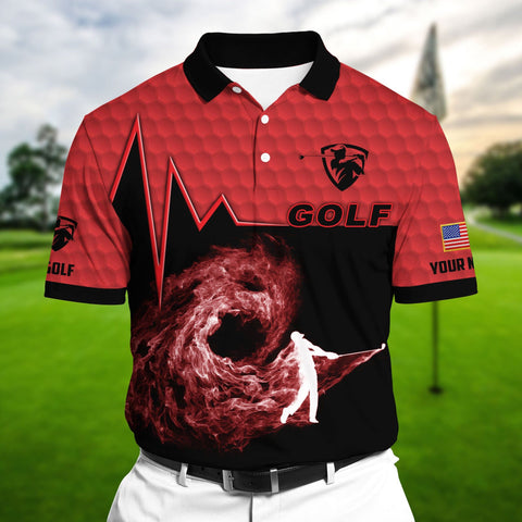 Max Corners Red Pride Premium Golfer On The Dark Golf Polo Shirts Multicolor Custom Name Polo