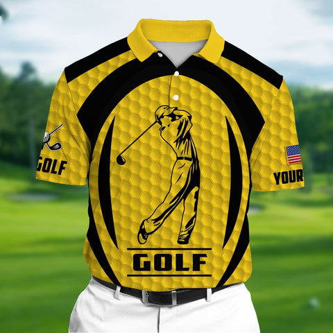 Max Corners Yellow Pride The Unique Cool Golf 3D Polo Shirts Multicolor Custom Name Polo