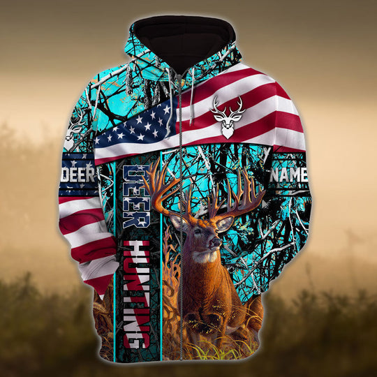 Maxcorners Personalized Eternity A Friend From The Past New Flag Deer Hunting Zipper Hoodies