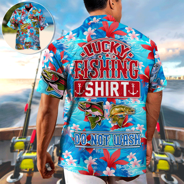 Maxcorners Fishing Hunting Lucky Fishing Shirt Do Not Wash Tropical Vibe Hawaiian Shirt