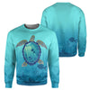 Maxcorners Scuba Diving Blue Turtle Pattern All Over Printed Shirt
