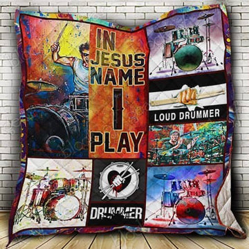Maxcorners In Jesus Name I Play Drummer Quilt - Blanket