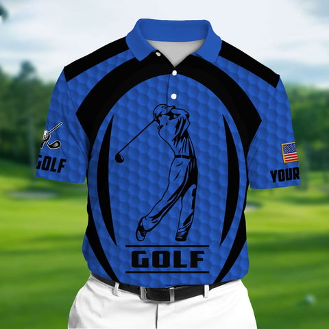 Max Corners Blue Pride The Unique Cool Golf 3D Polo Shirts Multicolor Custom Name Polo