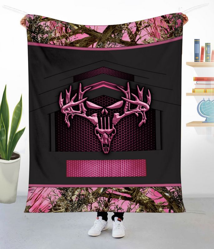 Maxcorners Deer Hunting Camo Punisher Skull Personalized - Blanket