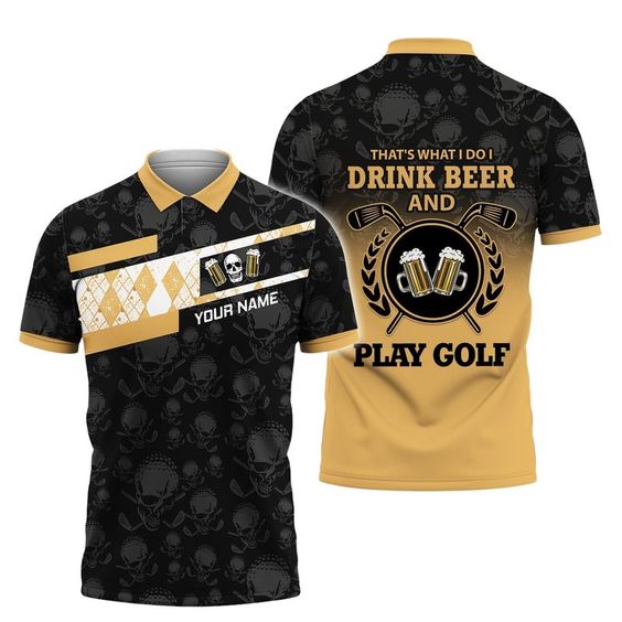 Maxcorners Golf I Drink Beer And Play Golf Customized Name All Over Printed Shirt