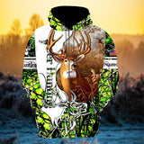 Maxcorners Personalized Hot Unique Deer Hunting 3D Zipper Hoodie