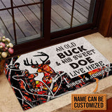 Maxcorners Premium Deer Couple Hunting Door Mat 3D Personalized - Red