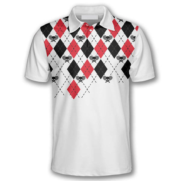 Maxcorners Tennis Skull Argyle Pattern Customized Name All Over Printed Shirt