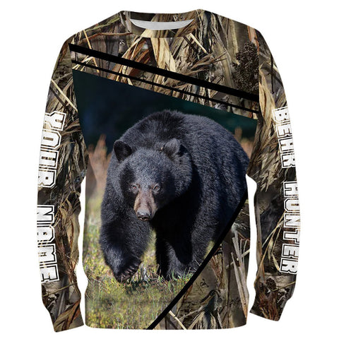 Maxcorners Black Bear Hunting Custom Name 3D All Over Print Shirts