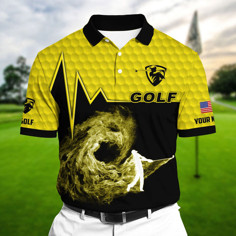 Max Corners Yellow Pride Premium Golfer On The Dark Golf Polo Shirts Multicolor Custom Name Polo