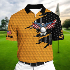 Max Corners Yellow Pride Premium Cool Eagle Golf Lover Polo Shirts Multicolor Custom Name Polo