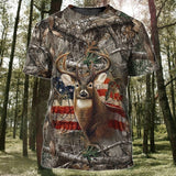 Maxcorners USA Flag Deer Hunting All Over Printed 3D Shirts