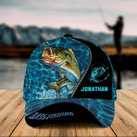 Maxcorners Personalized  Fishing Water Blue Cap