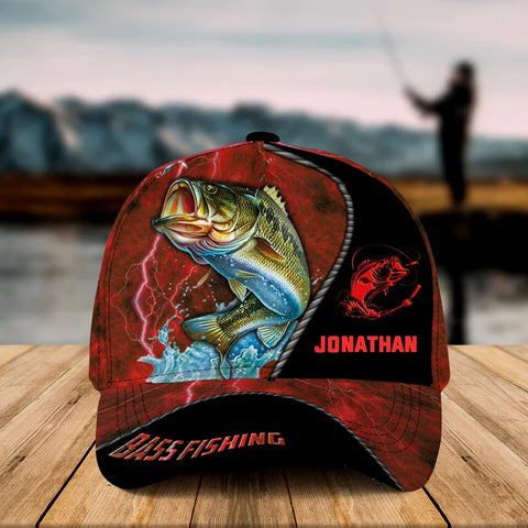 Maxcorners  Personalized Bass Fishing Red Cap
