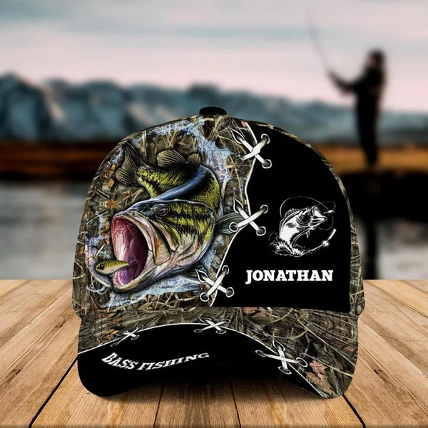 Maxcorners Personalized Fish Camo Appearance Grass 2 Cap