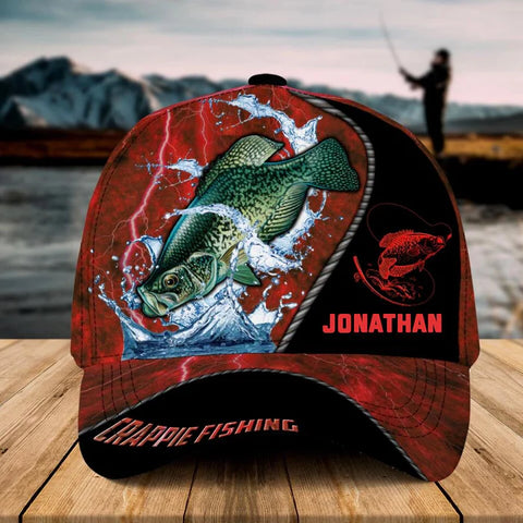 Maxcorners  Personalized Crappie Fishing Red Cap
