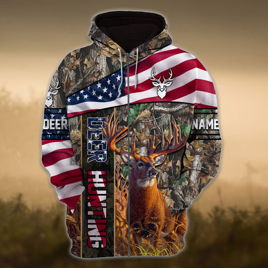 Maxcorners Personalized Eternity A Friend From The Past New Flag Deer Hunting Zipper Hoodies