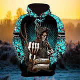 Maxcorners Personalized Cool Deer Hunter Skull Deer Hunting Hoodies 3D