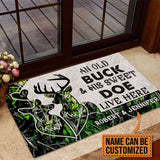 Maxcorners Premium Deer Couple Hunting Door Mat 3D Personalized - Green