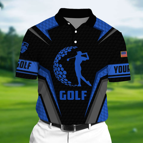 Max Corners Blue Pride Premium Art Golf 3D Polo For Lovers Multicolor Custom Name Polo