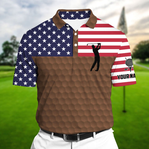 Max Corners Brown Pride Super Cool American Golf Man, Golf Polo Shirts Multicolor Custom Name Polo