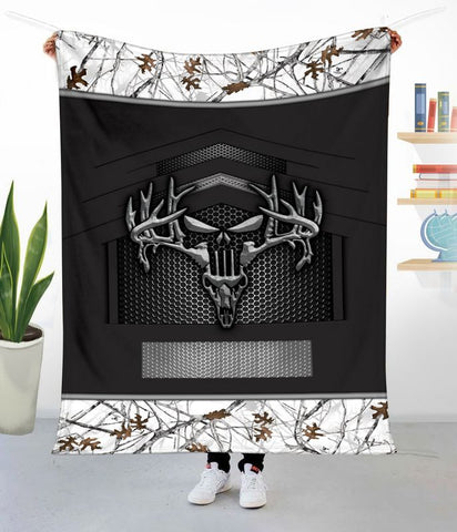 Maxcorners Deer Hunting Camo Punisher Skull Personalized - Blanket