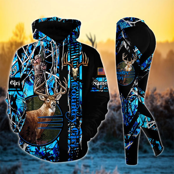 Max Corner Premium Deer Hunting Skull Pattern Country Girl Personalized 3D Style 7 Combo Hoodie & Legging Set