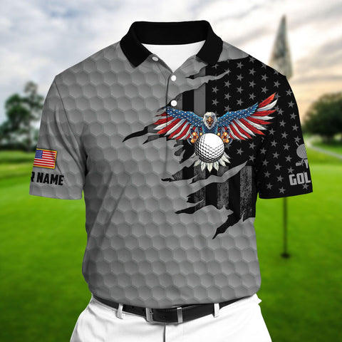 Max Corners Silver Pride Premium Cool Eagle Golf Lover Polo Shirts Multicolor Custom Name Polo