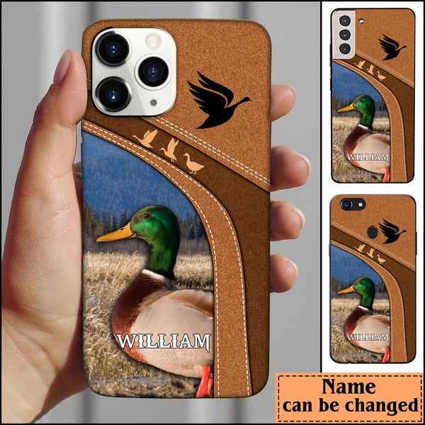 Maxcorners Leather Pattern Personalized Phone Case Mallard Duck - Iphone