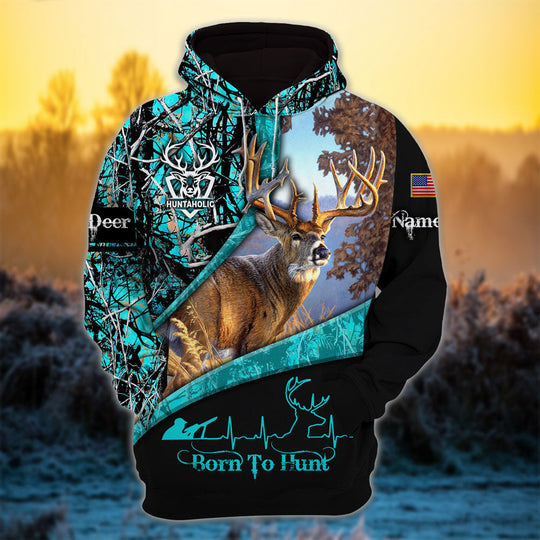 Maxcorners Personalized Born To Hunt Premium Deer Hunting Hoodies 3D