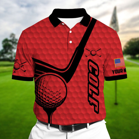 Max Corners Red Pride Premium Coolest Golf Club And Ball, Golf Polo Shirts Multicolor Custom Name Polo