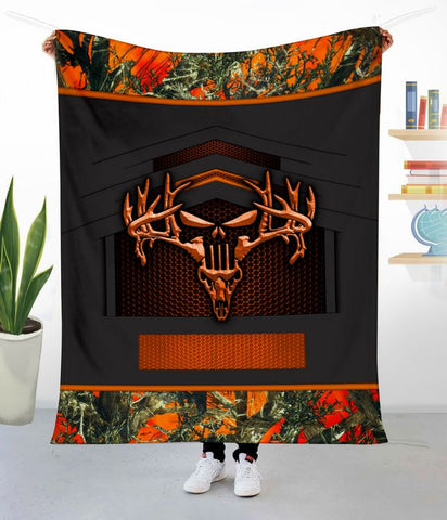 Maxcorners Deer Hunting Camo Punisher Skull Personalized - Blanket