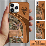Maxcorners Leather Pattern Personalized Phone Case Brocket Deer - IPhone