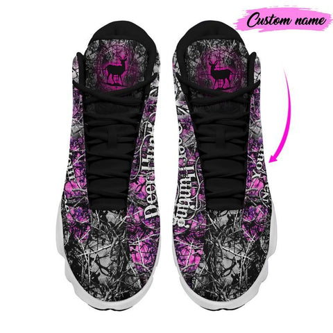 Maxcorners Deer Hunting Personalized Name AJD 13 Sneakers